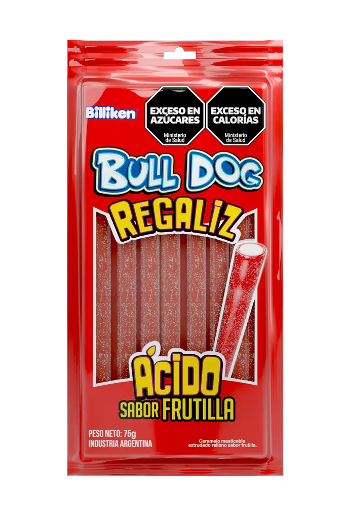 Tubito Bulldog Frutilla Ácida x75g (x24)