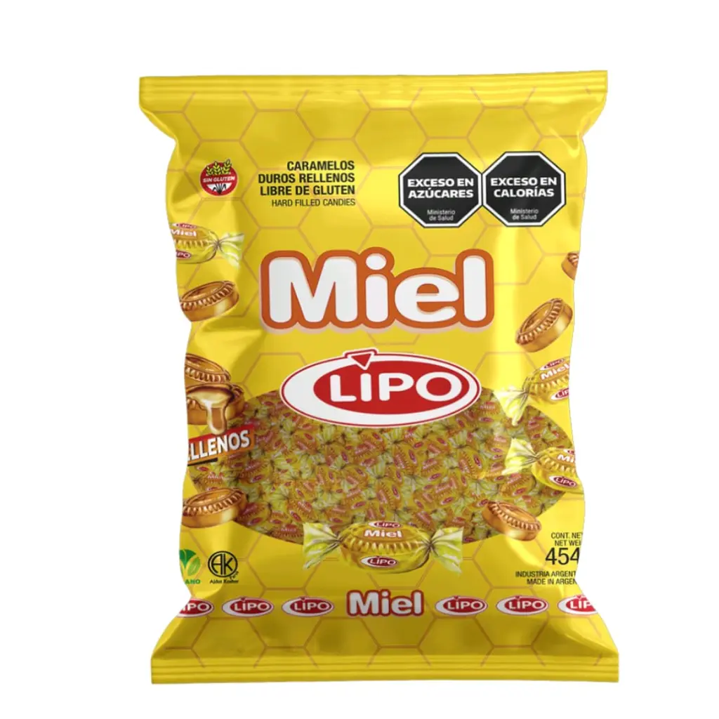 Caramelo Lipo Relleno Miel x454g