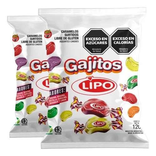 [20052] Caramelo Lipo Gajitos Frutales Ácidos x454g