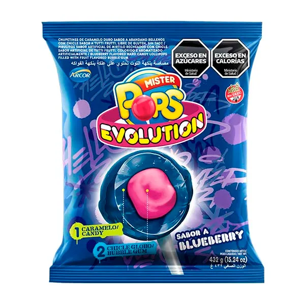 [27084] Chupetín Mr. Pops Evolution Blue Berry 24x18g