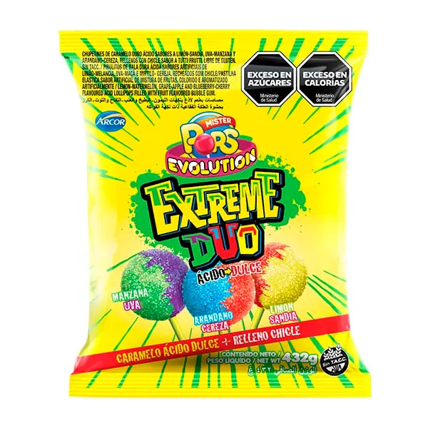 Chupetín Mr. Pops Evolution Ácido Dúo Extreme 24x18g