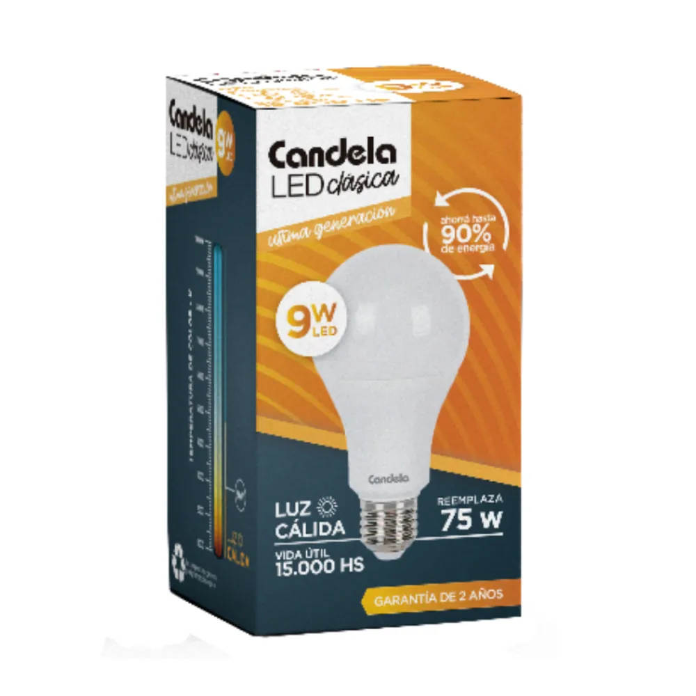 [100082] Lampara Led Candela 9W Cálida