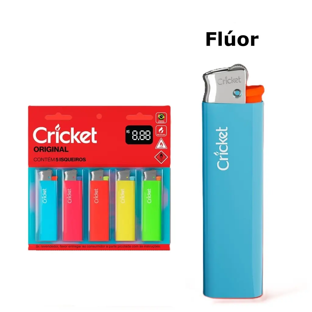 [100160] Encendedor Cricket Original Classic Flúor x5u