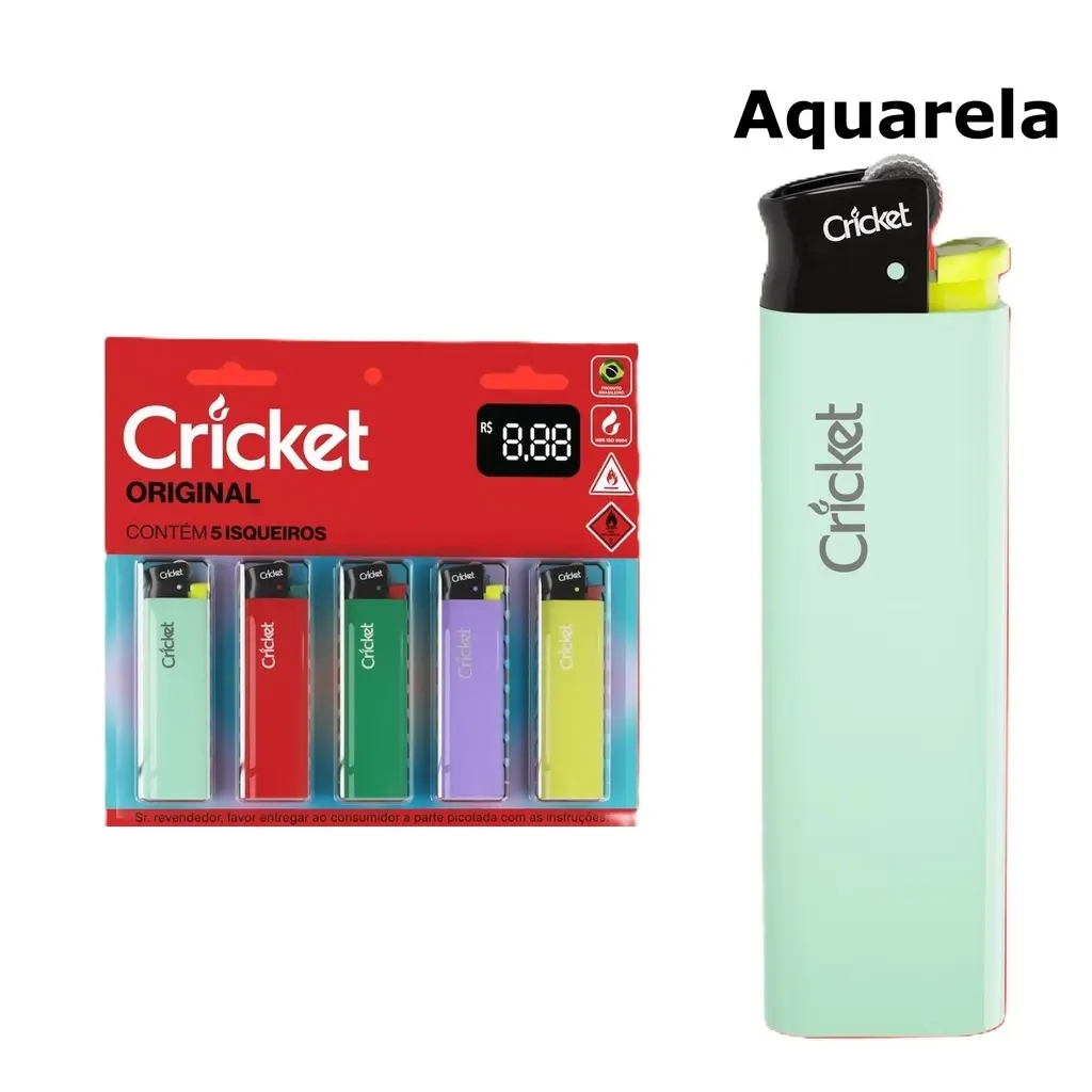 [100161] Encendedor Cricket Original Classic Aquarela x5u