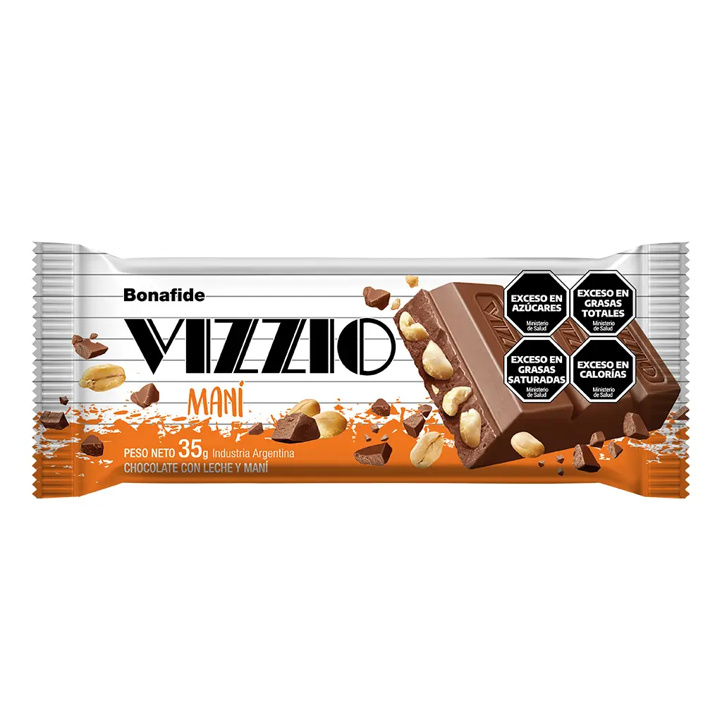 Chocolate Vizzio con Leche y Maní x35g