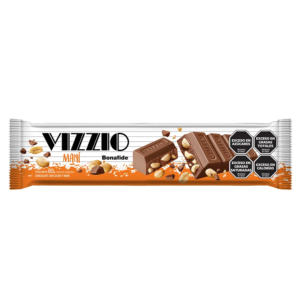 Chocolate Vizzio con Leche y Maní x85g