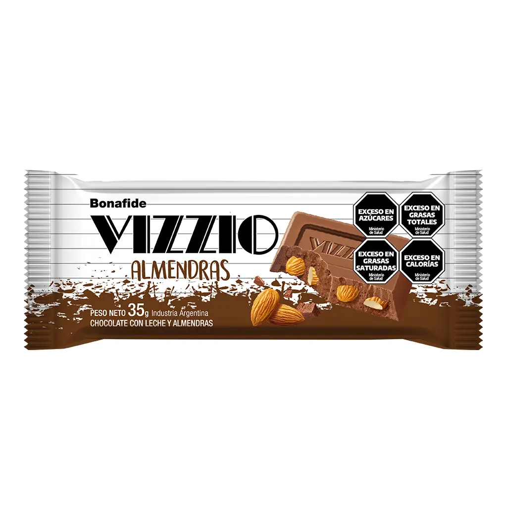 Chocolate Vizzio con Leche y Almendras x35g