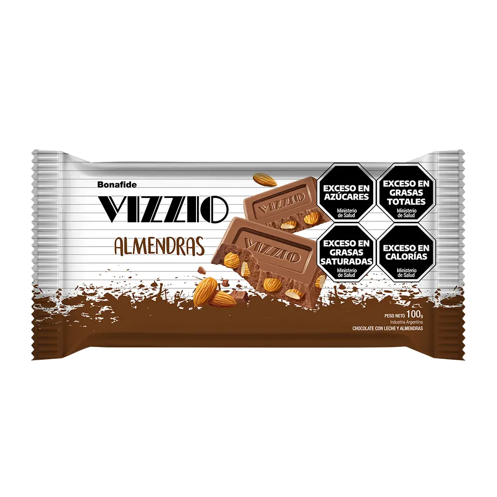 [100179] Chocolate Vizzio con Leche y Almendras x100g