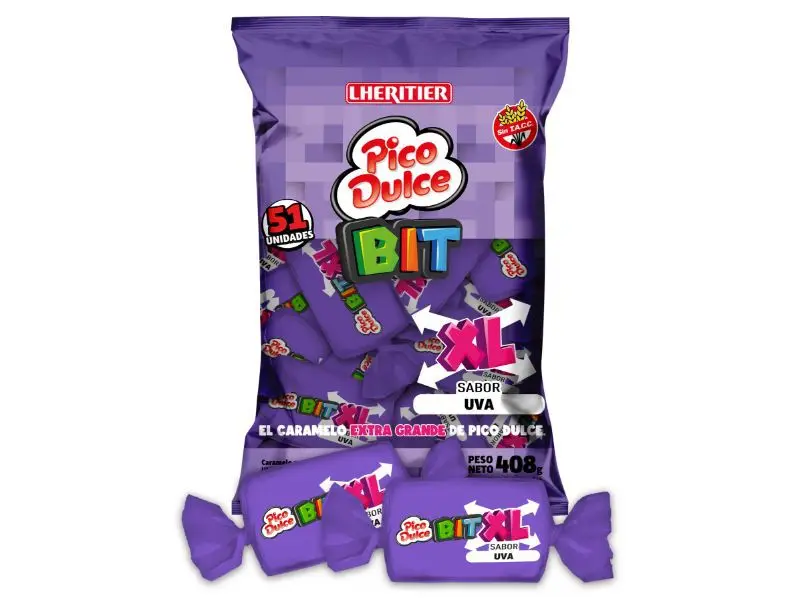 [100210] Caramelo Masticable Pico Dulce BIT Uva x408g