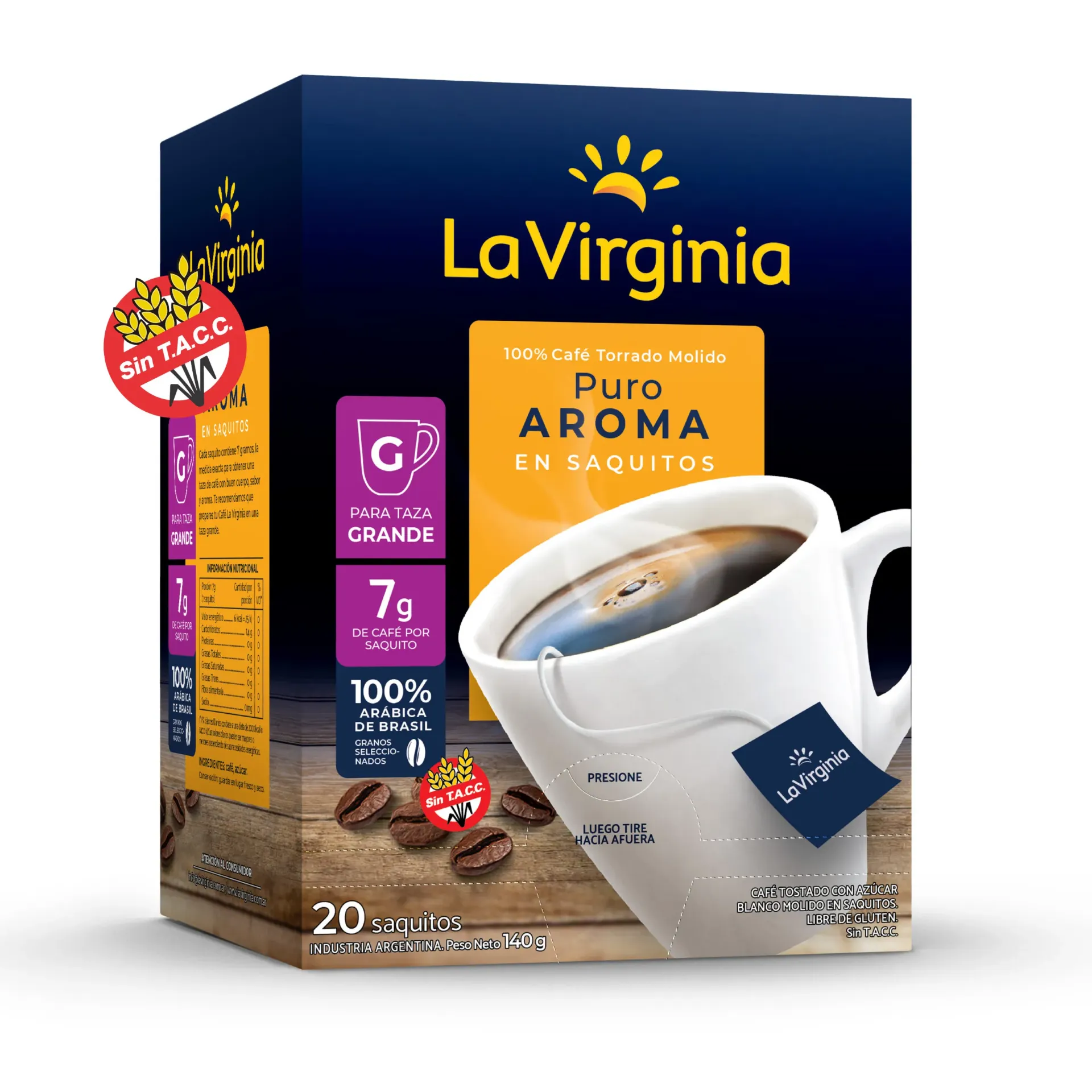 Café Instantáneo En Saquito La Virginia Puro Aroma 20x7g