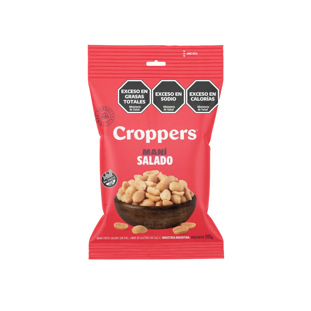 Maní Frito Salado Sin Piel Croppers x105g (x40)