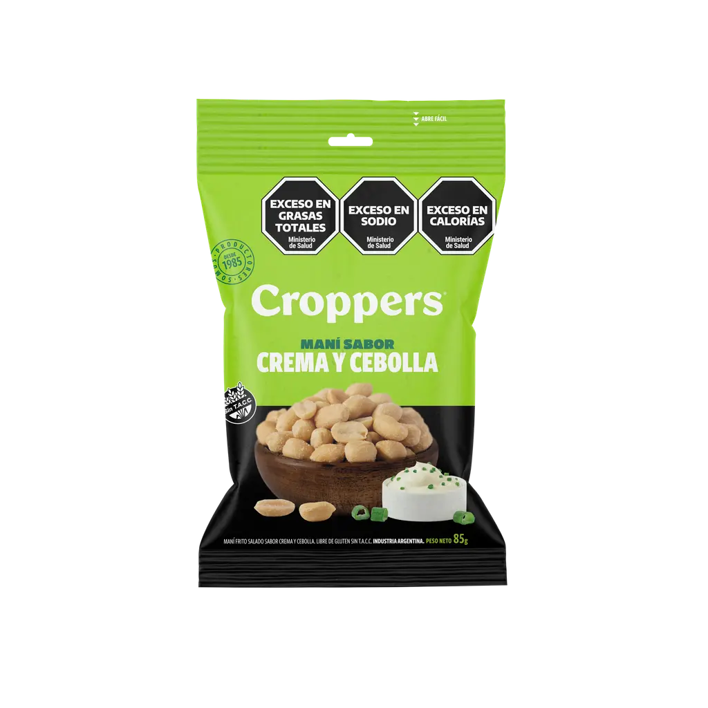 [100377] Maní Saborizado Con Crema y Cebolla Croppers x85g