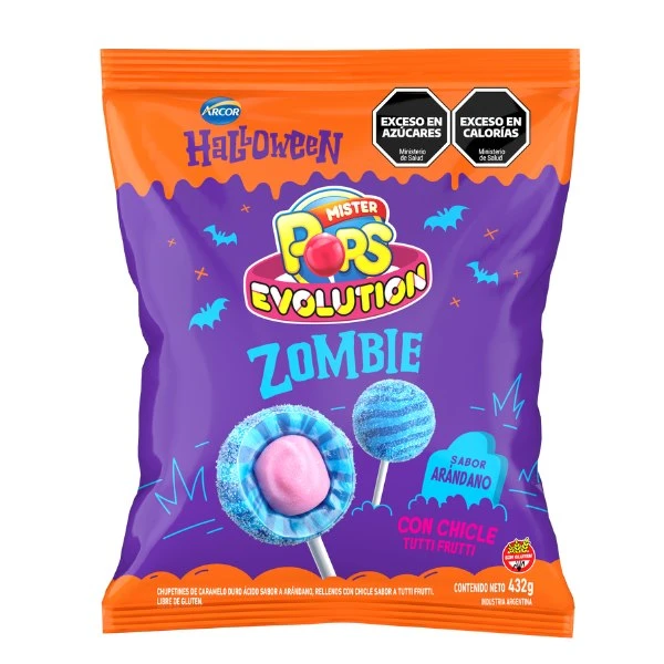 Chupetín Mr. Pops Zombie Halloween 24x18g