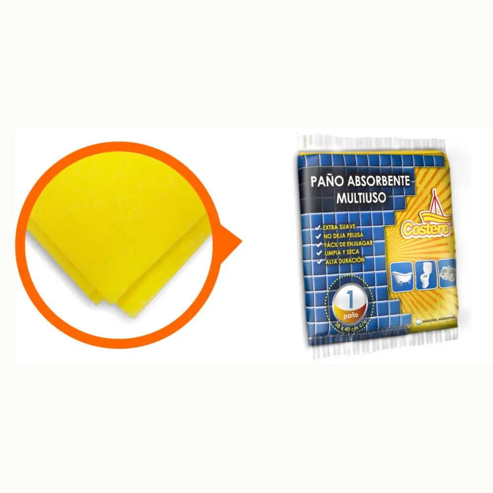 Paño Absorbente Multiuso Amarillo Costero 38x40cm