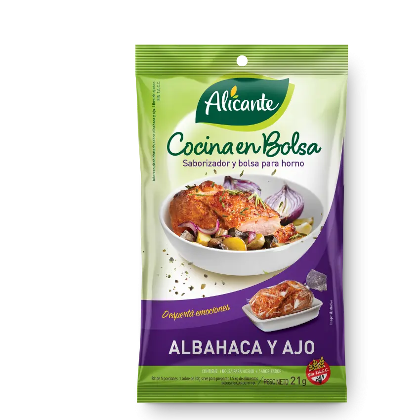 Cocina en Bolsa Alicante Albahaca y Ajo x21g
