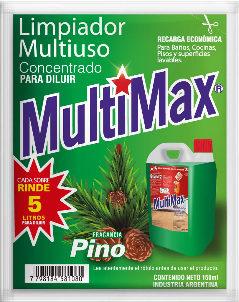 Limpiador Multiuso Multimax Pino Rinde 5 L x150ml (x15)