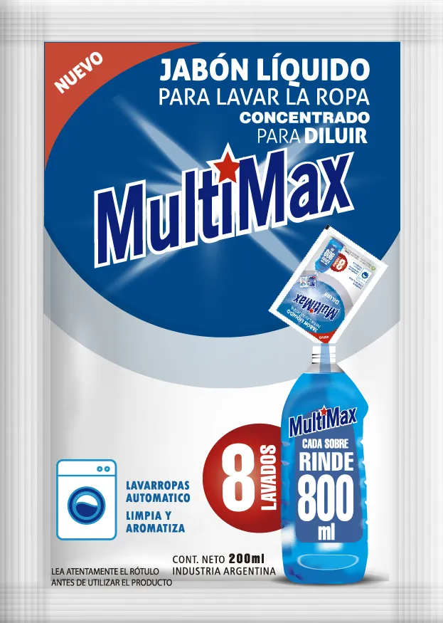 [100502] Jabón Líquido para Ropa Multimax Rinde 800ml x200ml