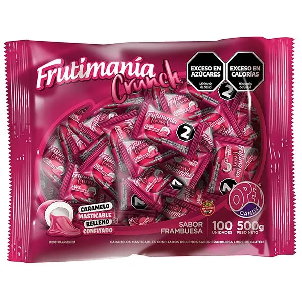 [100538] Caramelo Frutimania Crunch Frambuesa x500g