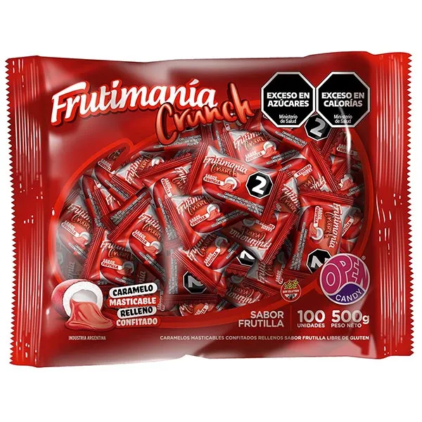 [100539] Caramelo Frutimania Crunch Frutilla x500g