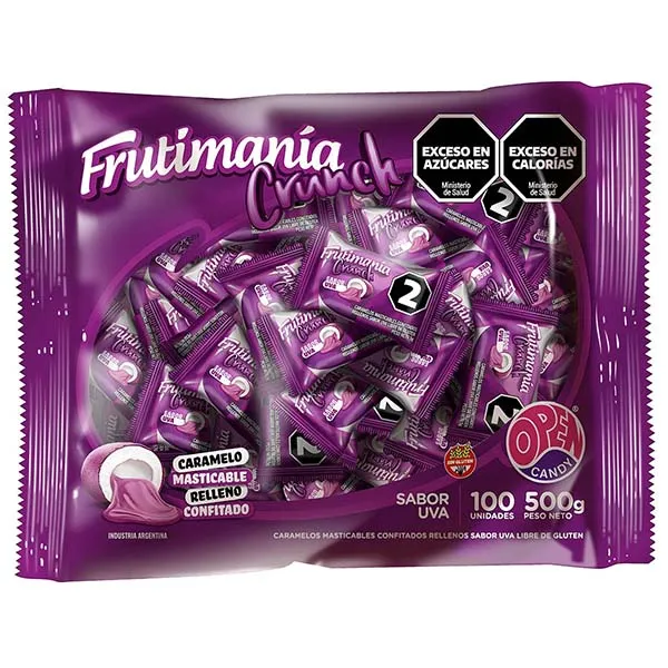 [100540] Caramelo Frutimania Crunch Uva x500g