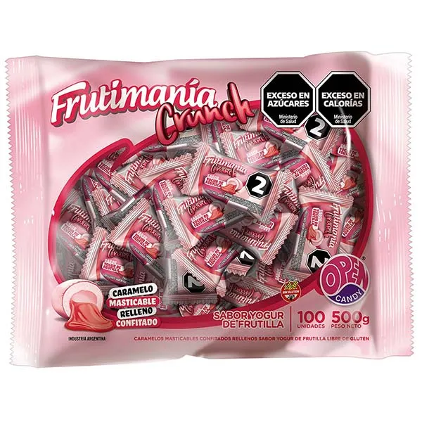 [100541] Caramelo Frutimania Crunch Yogurt Frutilla x500g