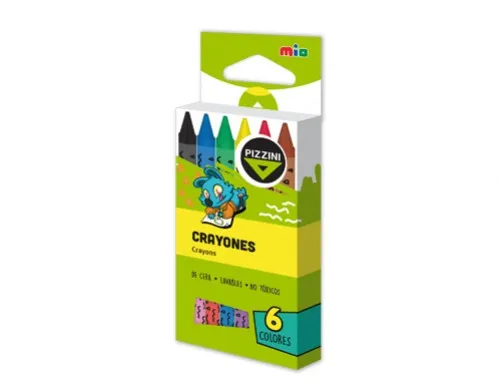 Crayón Lavable Pizzini 9x0,6cm 6 Colores