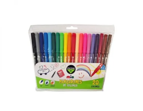 [100592] Marcadores Escolares Pizzini Finos 20 Colores
