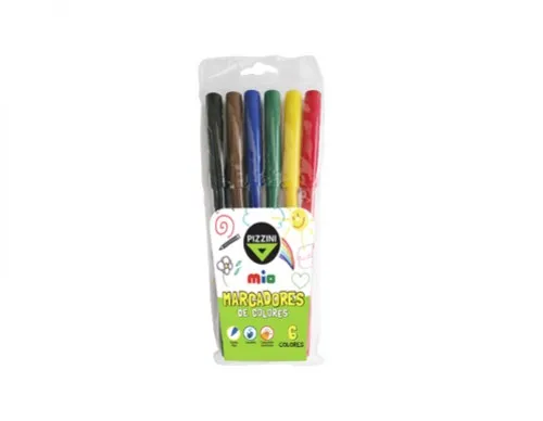 [100590] Marcadores Escolares Pizzini Finos 6 Colores