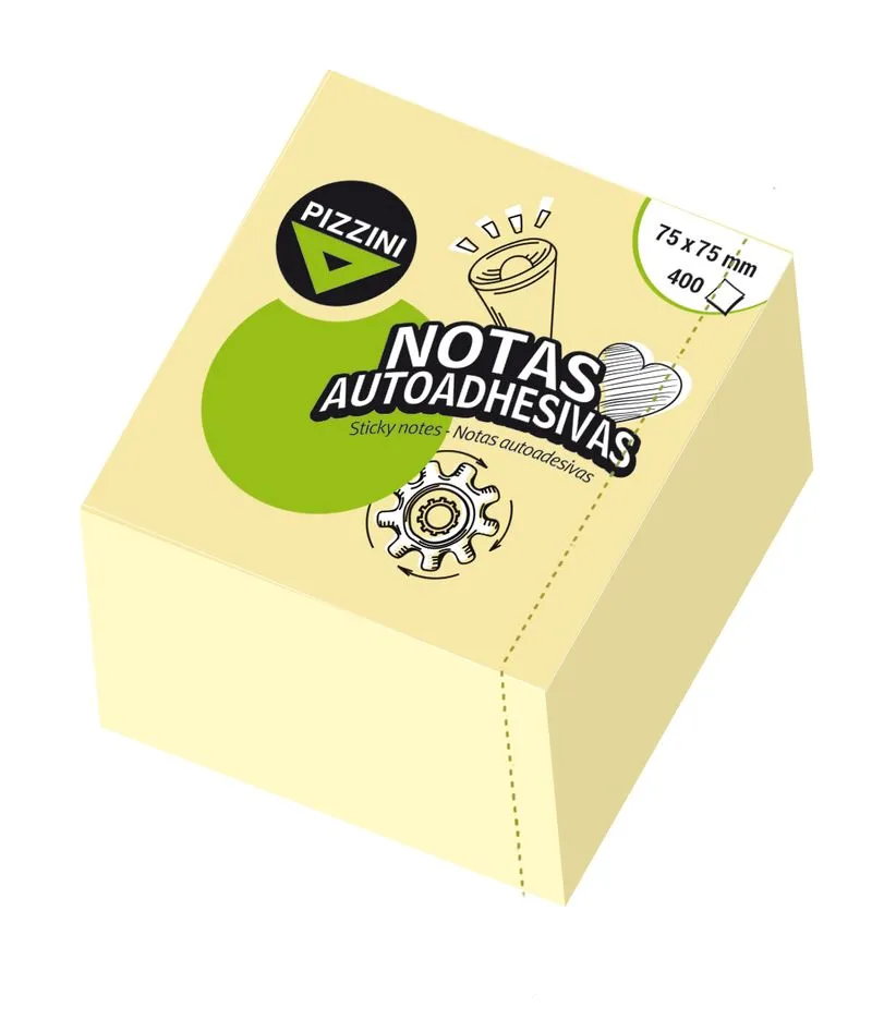 Notas Autoadhesivas Pizzini 75x75mm 100 hojas Amarillas