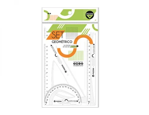 Set Geometría Escolar Pizzini 4 Piezas (x20)