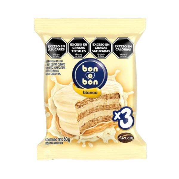 Alfajor Bon o Bon Triple Blanco x60g