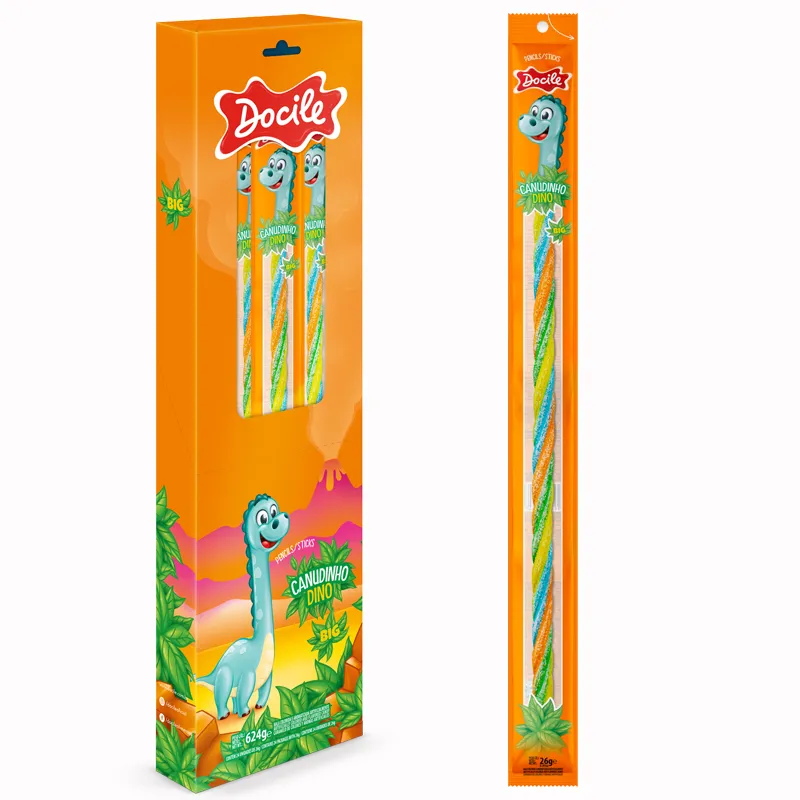 Goma Docile Canudinho Dino Big Frutilla x26g