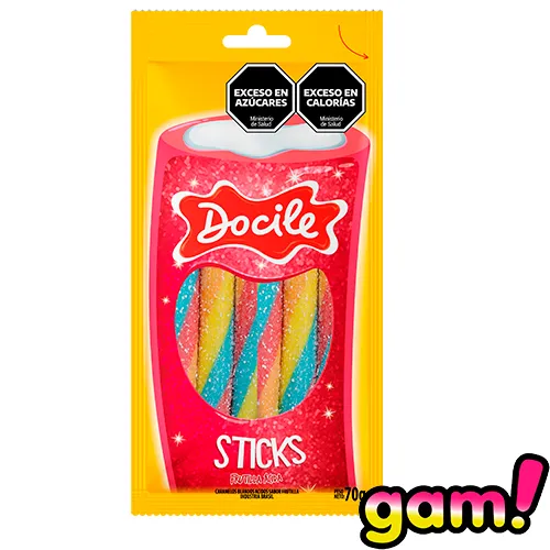 Goma Docile Canudinho Frutilla Ácida Colorida x70g