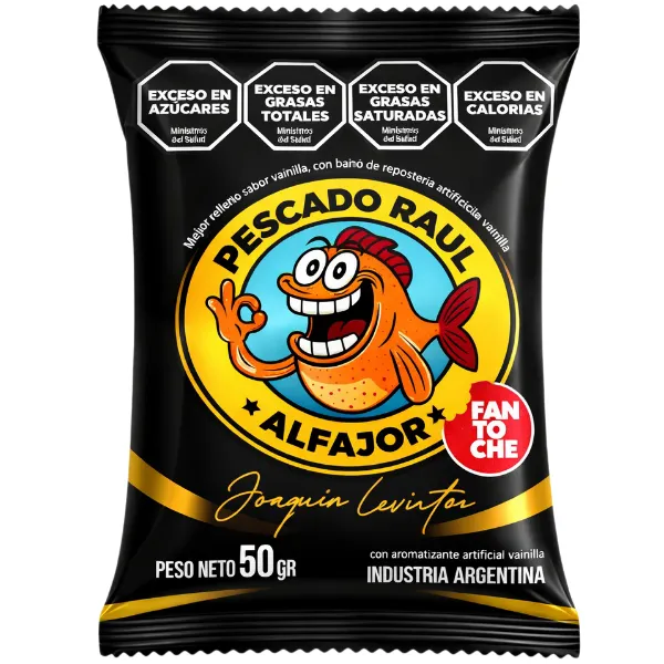 Alfajor Fantoche Negro Pescado Raúl x50g (x18)