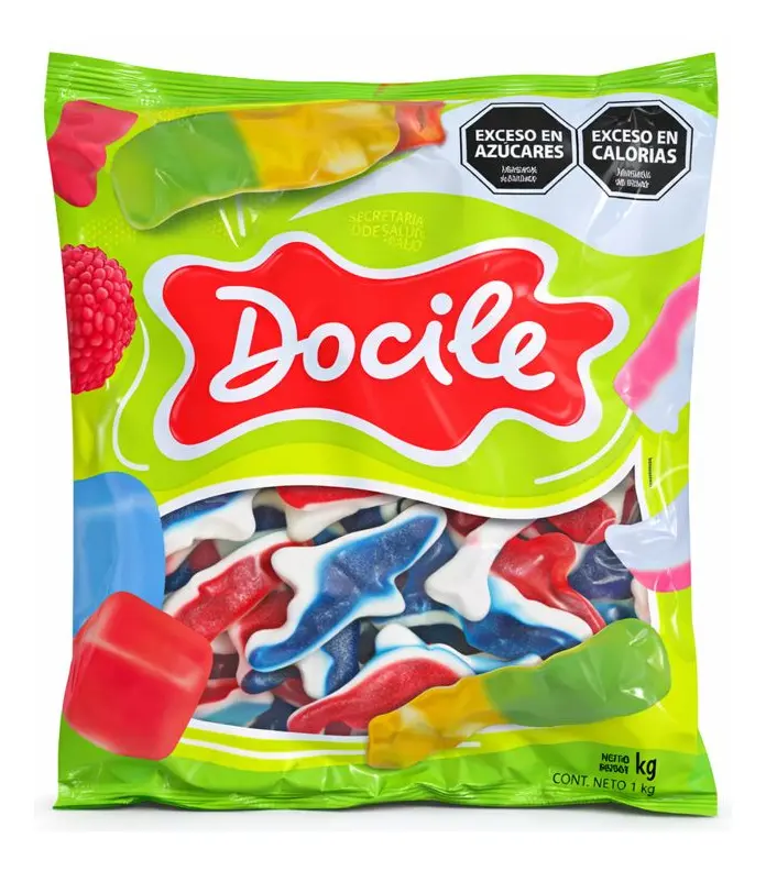 Goma Docile Tiburón Rojo y Azul x1kg