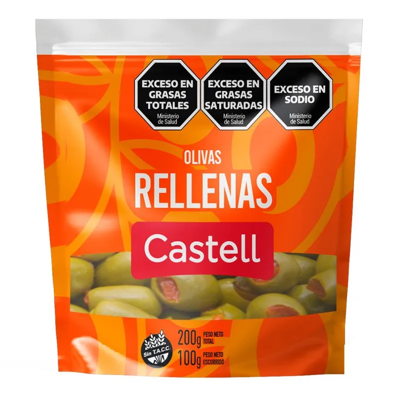 [100845] Aceitunas Verdes Rellenas Castell D/P x100g