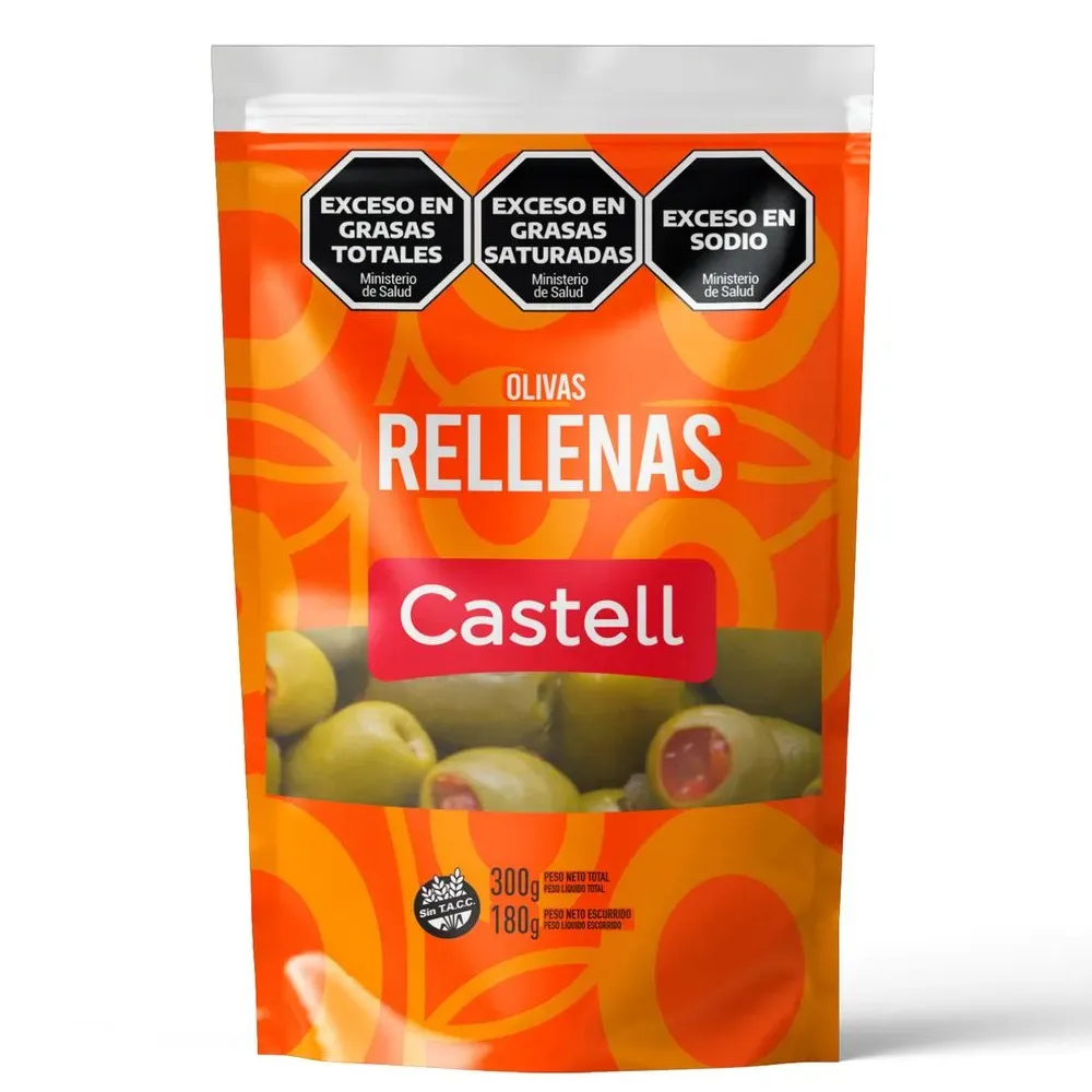 [100844] Aceitunas Verdes Rellenas Castell D/P x180g