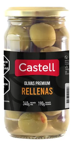 Aceitunas Verdes Rellenas Premium Castell x190g