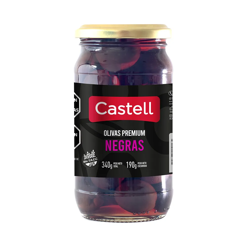[100842] Aceitunas Negras Premium Castell x190g