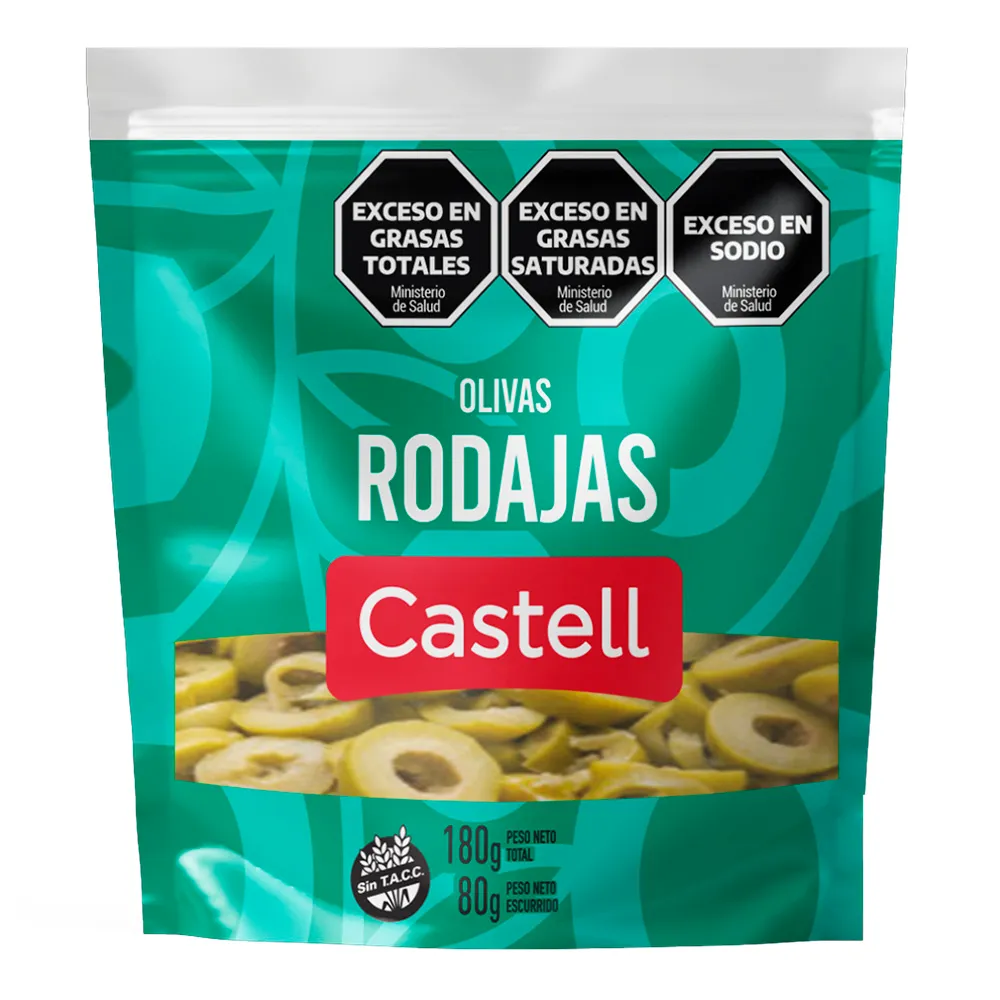 Aceitunas Verdes en Rodajas Castell D/P x80g