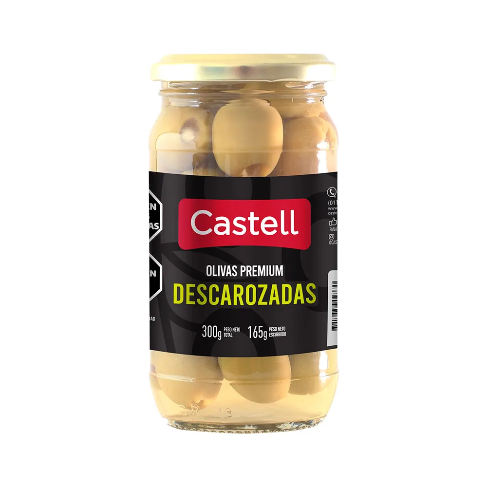 [100838] Aceitunas Verdes Descarozadas Premium Castell x165g