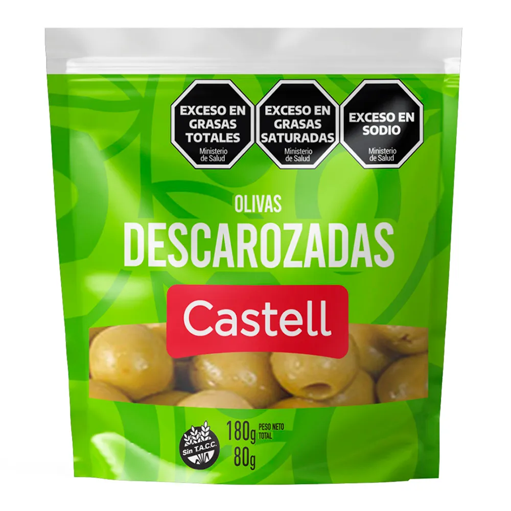 Aceitunas Verdes Descarozadas Castell DP x80g (x16)