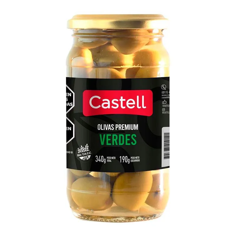 [100836] Aceitunas Verdes Premium Castell x190g