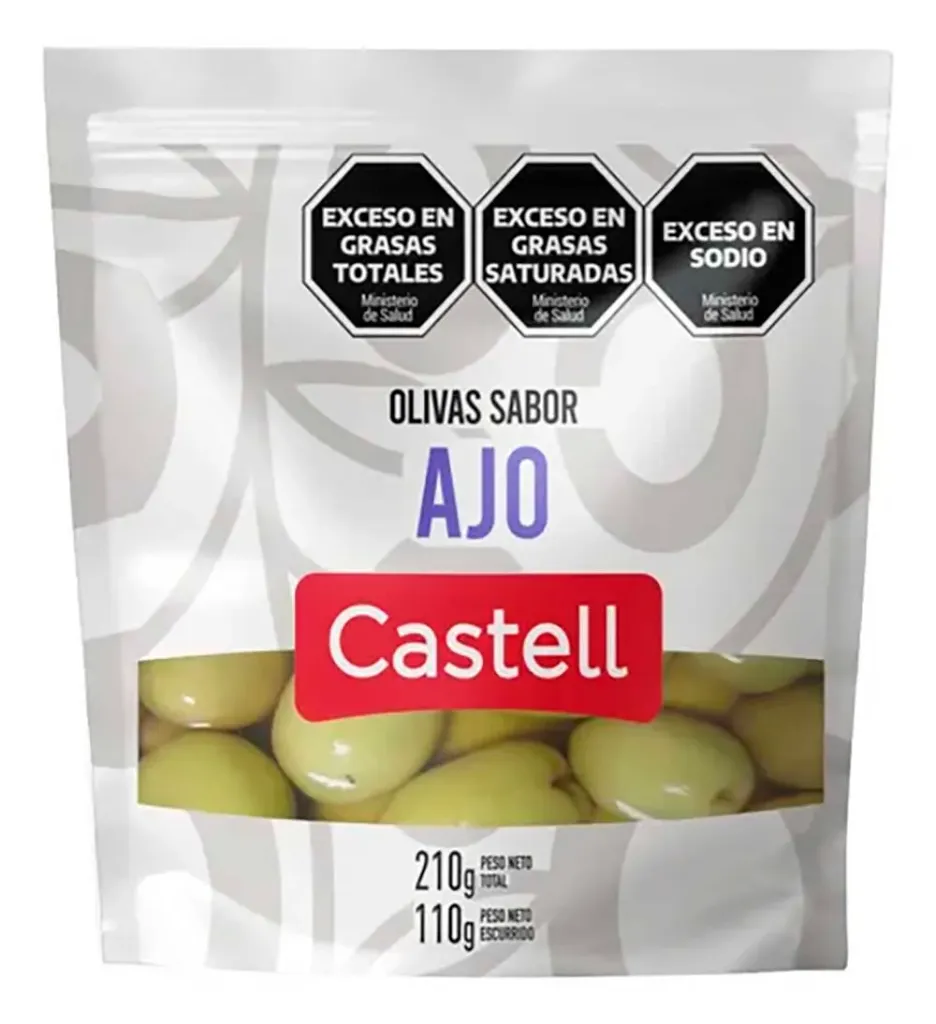 [100835] Aceitunas Verdes Castell Sabor Ajo D/P x100g