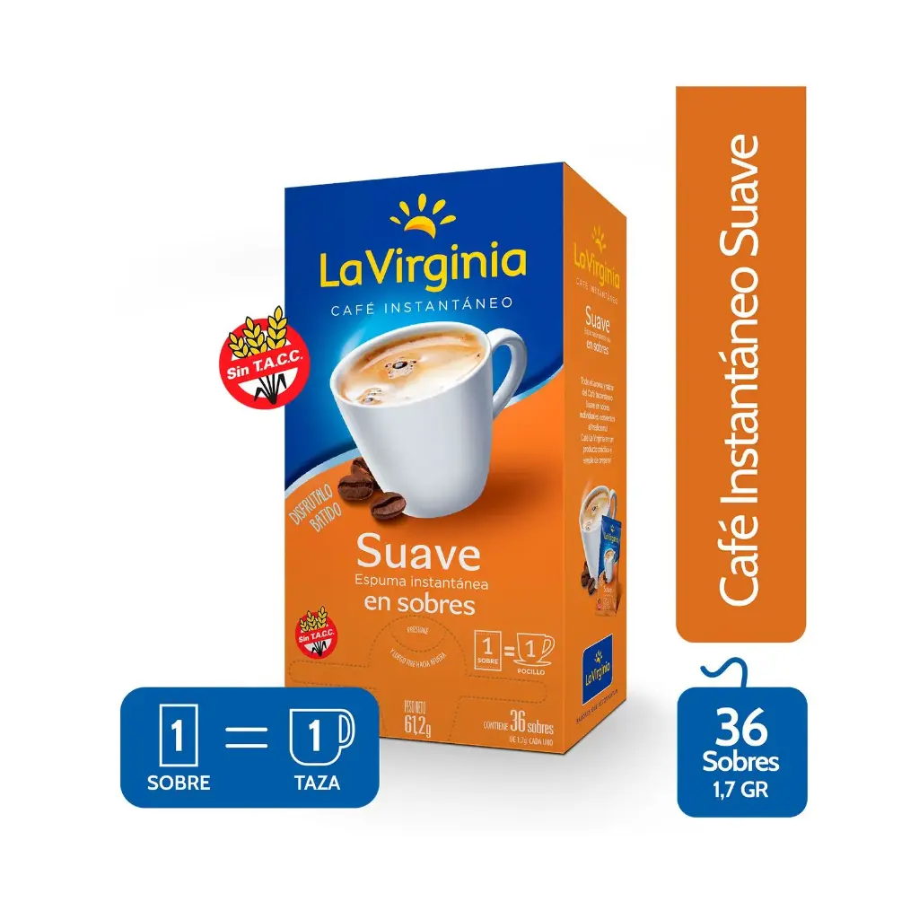 Café Instantáneo Suave En Sobre La Virginia 36x1,7g