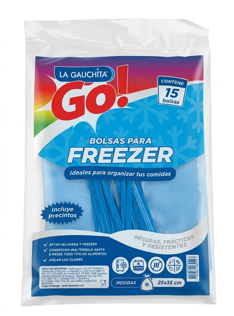 Bolsas Freezer La Gauchita 25cm x 35cm x15u