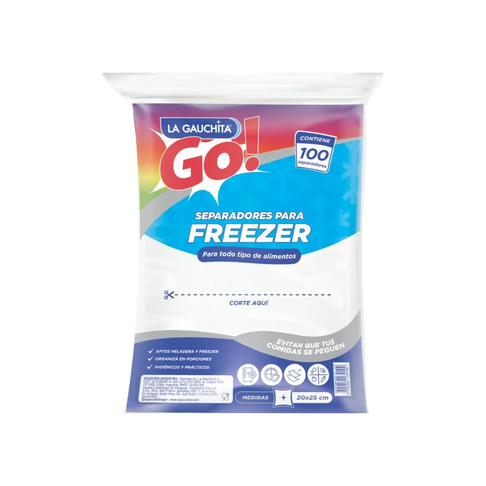 Separadores Freezer La Gauchita 20cm x 25cm x100u