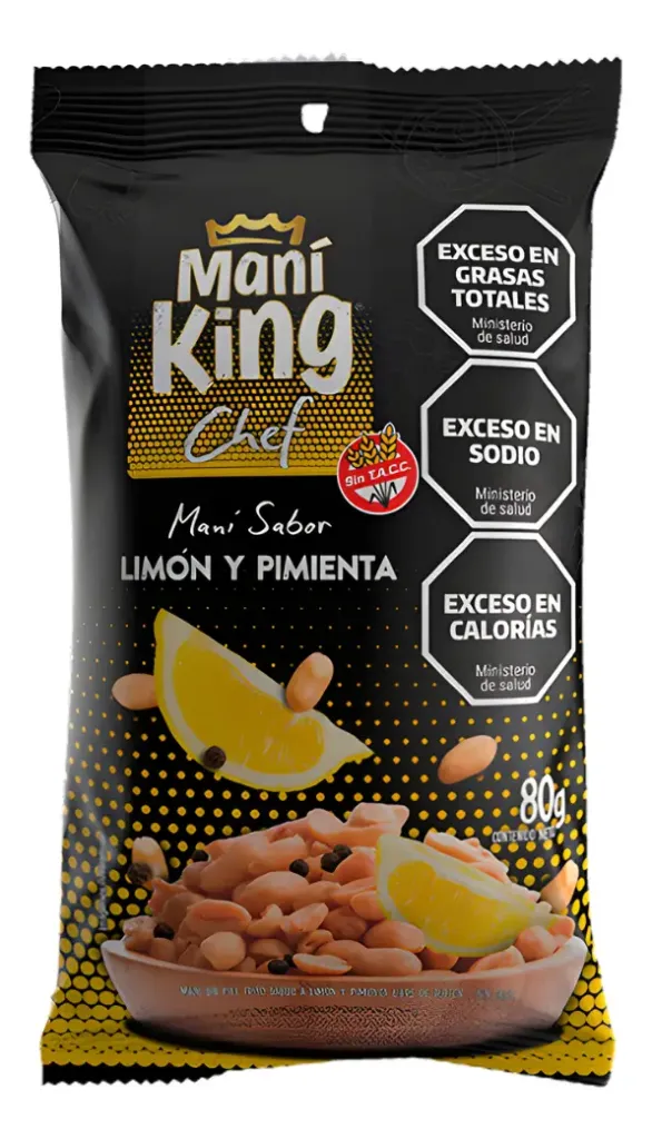 Maní King Saborizado Limón y Pimienta x80g (x15)