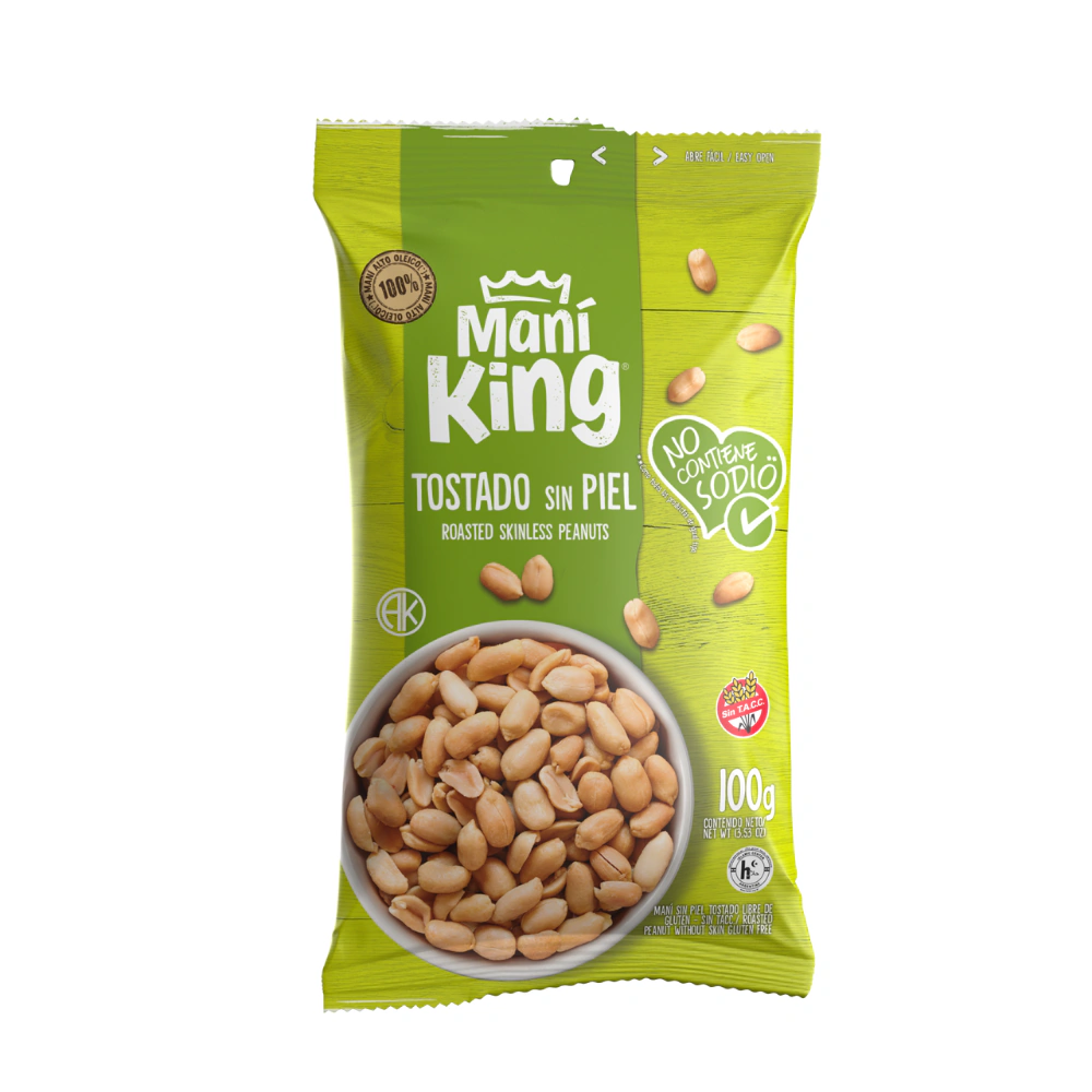 Maní King Tostado sin Piel ni Sal x100g