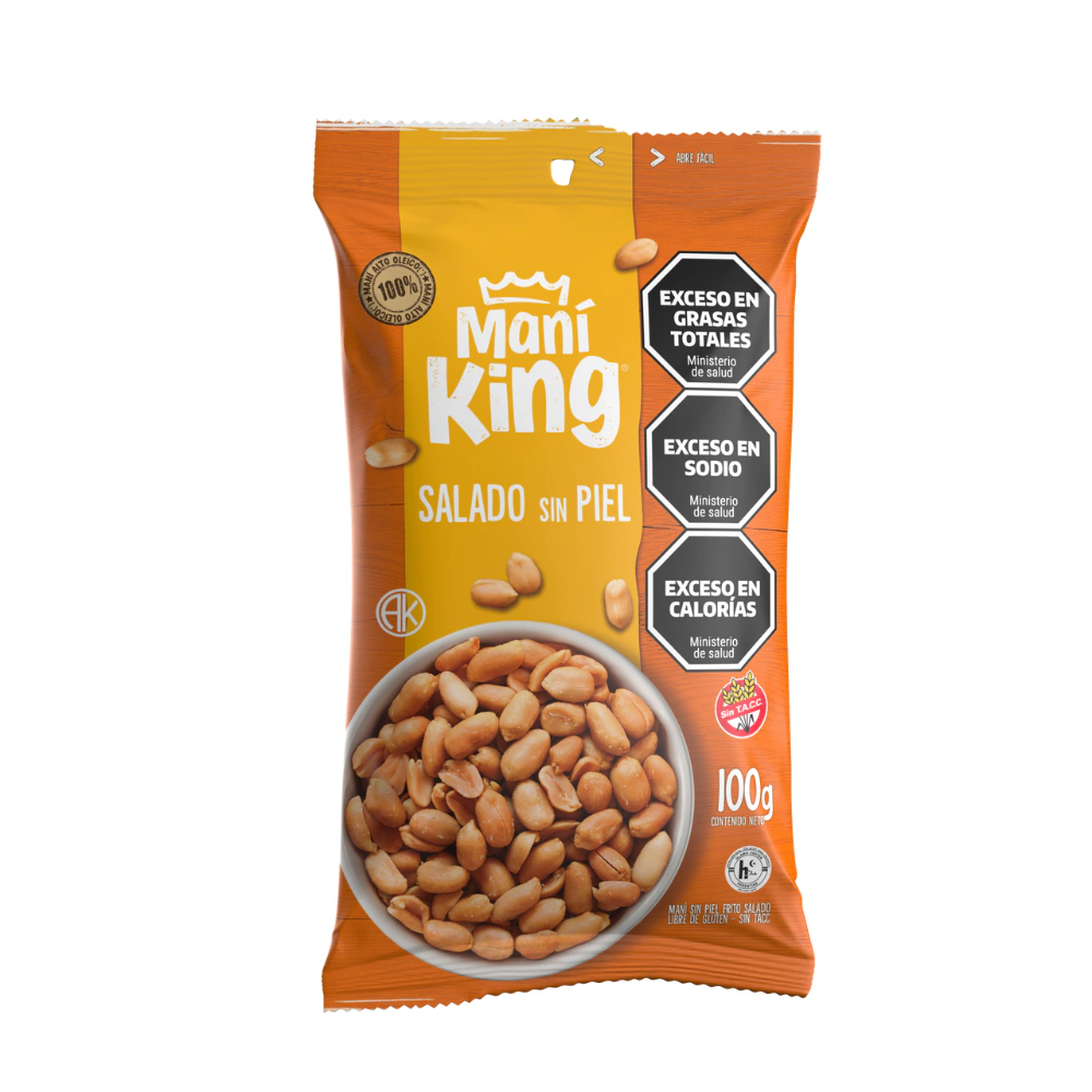 Maní King Frito Salado sin Piel x100g (x15)